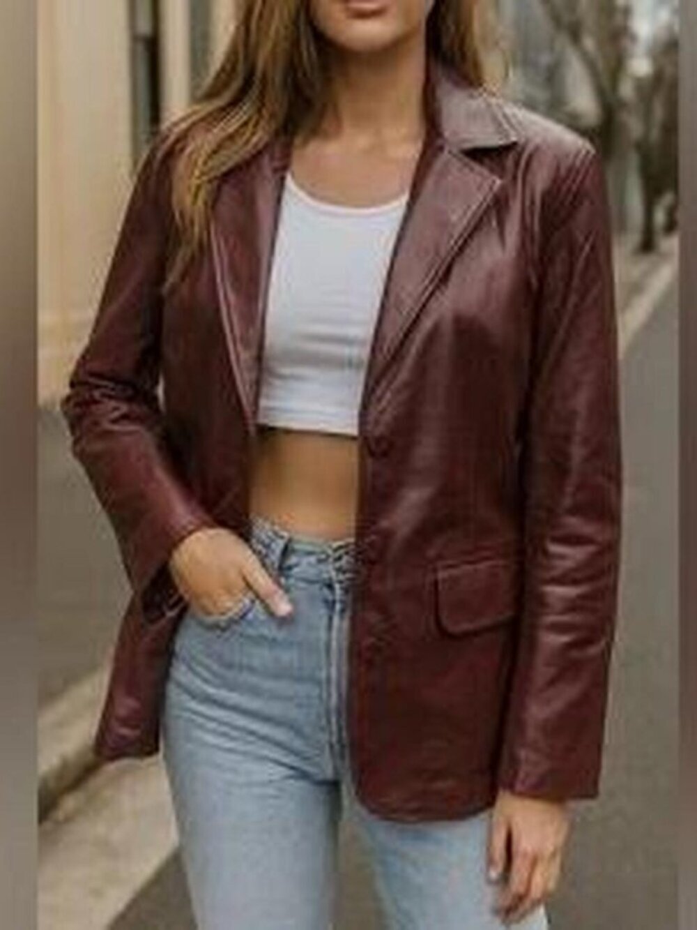 Steele Women's Burgundy Faux Leather Jacket New with Tags Size Small - Picture 2 of 7
